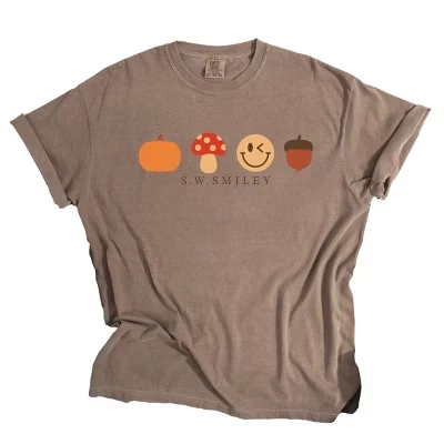 Футболка с надписью S.W.Smiley Fall Icons, окрашенная в цвет одежды эспрессо