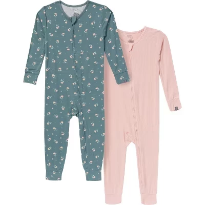 Пижама Modern Moments™ от Gerber для маленьких девочек в обтяжку из 2-х комплектов, темно-бирюзово-розовая