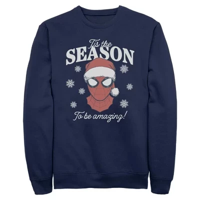 Мужская толстовка Marvel Tis The Season с портретом паука темно-синего цвета