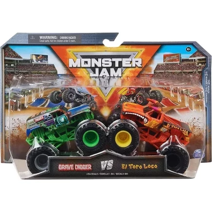 , Официальный представитель Grave Digger Vs. Монстр-траки El Toro Loco, отлитые под давлением, в масштабе 1:64, Детские игрушки для мальчиков от 3 лет - Подарок для детей и коллекционеров