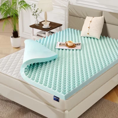 Наматрасник Dronery Memory Foam, наматрасник в виде ящика для яиц для сброса давления и циркуляции воздуха, сертифицированный CertiPUR в США, синий 2 дюйма - средний