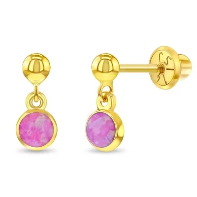 Детские серьги In Season Jewelry с опалом 14k, розовые
