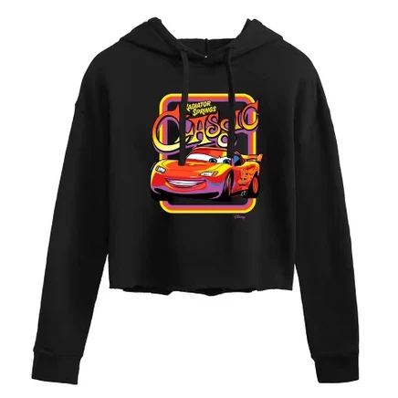 Women's -  - Radiator Springs Classic Lightning McQueen Cropped Graphic Hoodie black