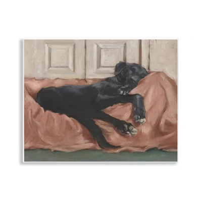 Художественная табличка Black Lab Dozing Off Wall, изготовленная в США, готова к повешению, Автор Итан Харпер black lab dozing