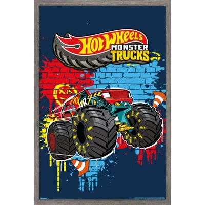 Mattel Hot Wheels - Монстр Траки разбивают настенный плакат в рамке с принтами из Барнвуда