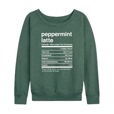 Женская футболка Peppermint Latte Nutrition Легкая французская махровая рубашка с широким вырезом и длинным рукавом с графическим рисунком heather juniper