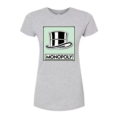 Женская футболка Monopoly «Шляпа», приталенная, серая