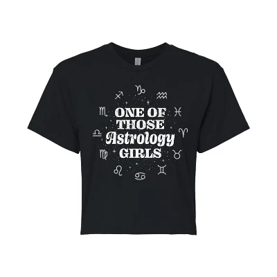 Женская укороченная футболка Instant Message «One Of Those Astrology Girls», черная