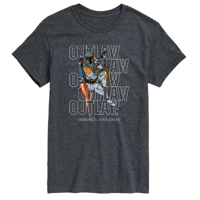 Мужская футболка Outlaw Boba Fett с коротким рукавом и графическим рисунком heather charcoal