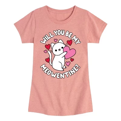 Футболка для девочек Instant Message Meowentine, розовая