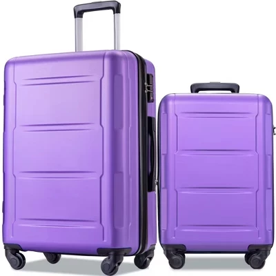 Комплект чемоданов из 2 предметов, Расширяемый багажный комплект с замком TSA и вращающимися колесиками, легкие комплекты для багажа с твердой оболочкой из ABS (20 
