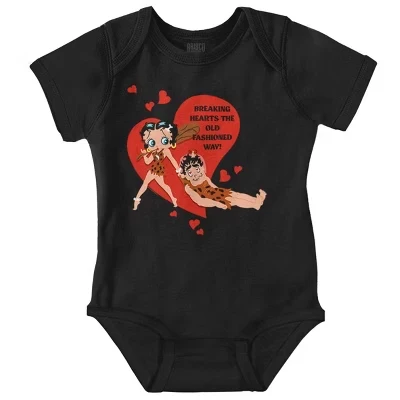 Детское боди-джемпер Betty Boop Caveman Heartbreaker для девочек лицензионного черного цвета