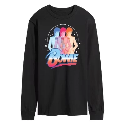Мужская футболка с 3D-принтом Bowie и длинным рукавом, черная