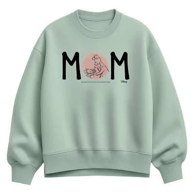 Женская толстовка Mom With Kanga and Roo из флиса Оверсайз Crew Sweatshirt seafoam для мамы с Кенгой и Ру