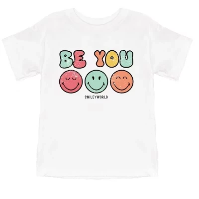 Футболка для малышей SmileyWorld Be You Groovy с коротким рукавом белого цвета