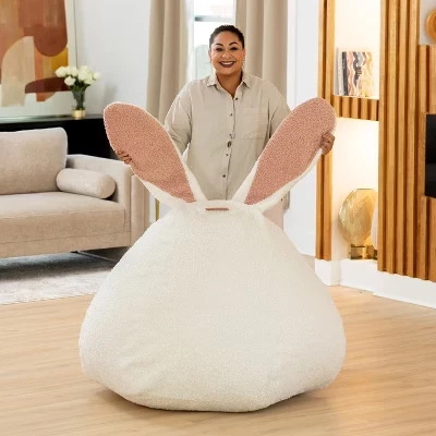 Большое кресло-мешок Raven-Symoné Home HopSeat Bunny овальной формы с ушками-облаками
