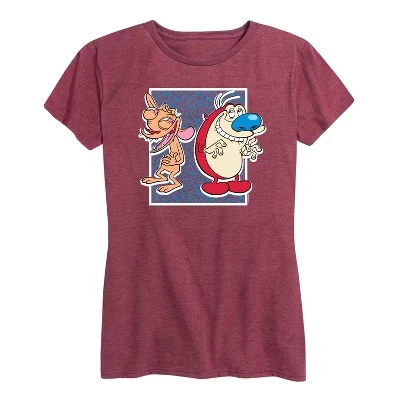 Женская футболка Ren & Stimpy Friendly Laughter, бордовая