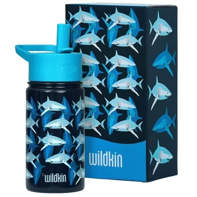 Детская стальная термобутылка Wildkin 414 мл, «Акулы»
