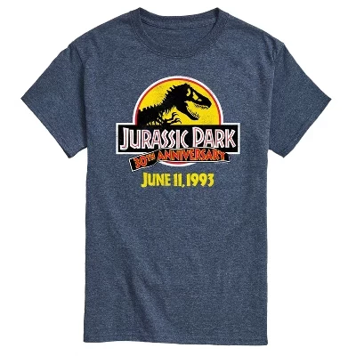 Мужская футболка Jurassic Park, логотип 30 лет, голубая