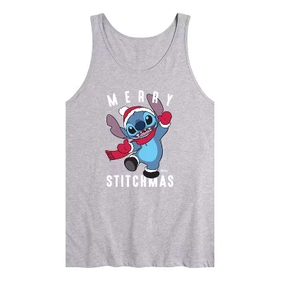 Мужская майка Lilo & Stitch «Стичмас», серый меланж