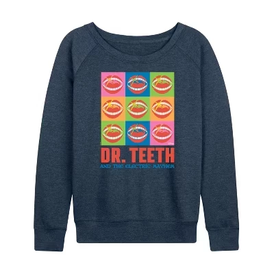 Женская футболка Dr. Teeth & The Electric Mayhem Tour из легкого французского махрового материала с широким вырезом и длинным рукавом цвета Хизер индиго.
