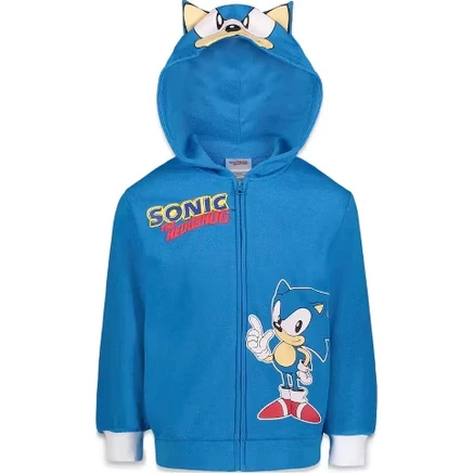 Флисовая толстовка с капюшоном на молнии для косплея SEGA Sonic the Hedgehog от Little Kid до Big Kid Blue sonic