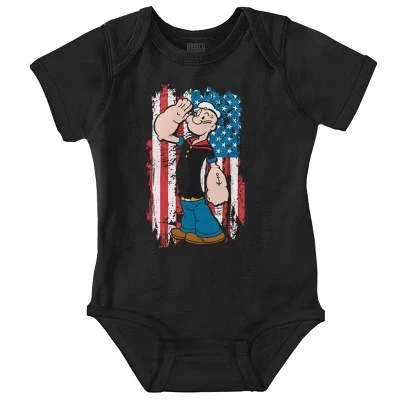 Патриотический детский комбинезон Popeye Salute America для мальчиков или девочек с лицензией черного цвета