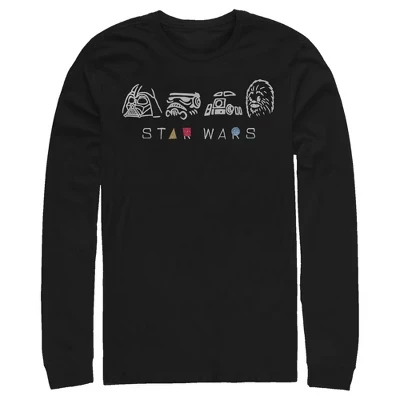 Мужская рубашка с длинным рукавом в стиле арт-персонажей A New Hope Line, черная