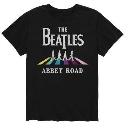 Мужская футболка Abbey Road Rainbow Crosswalk с коротким рукавом и графическим рисунком, черная