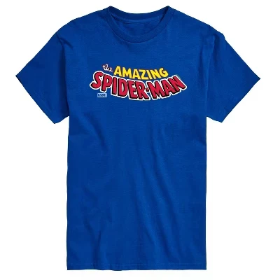 Men's -  - Spider-man Editorial Logo Short Sleeve Graphic T-Shirt blue