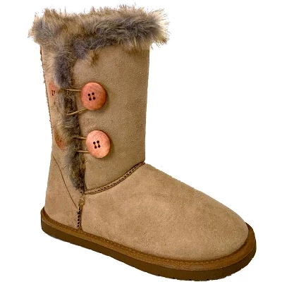 Women's Winter Boots Faux Suede Button 10