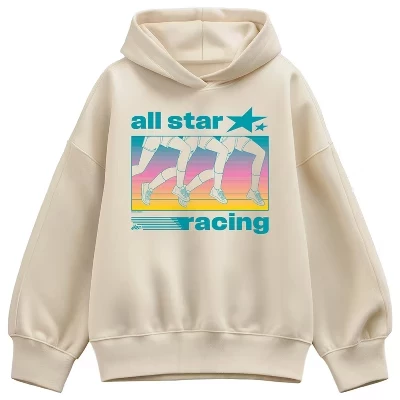 Женская толстовка All Star Ken Running с капюшоном из флиса оверсайз кремового цвета