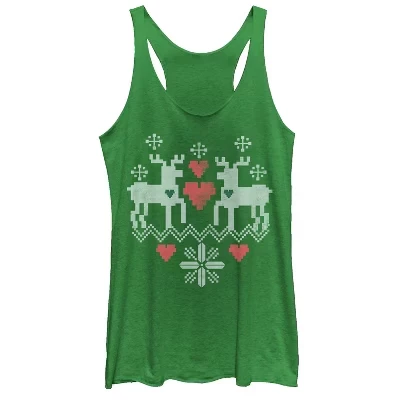 Женская майка Lost Gods Christmas Reindeer Love Racerback с принтом рождественских оленей