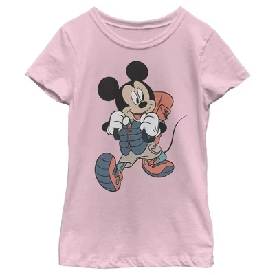 Женская футболка Disney Mickey Mouse Hiker для девочек розового цвета