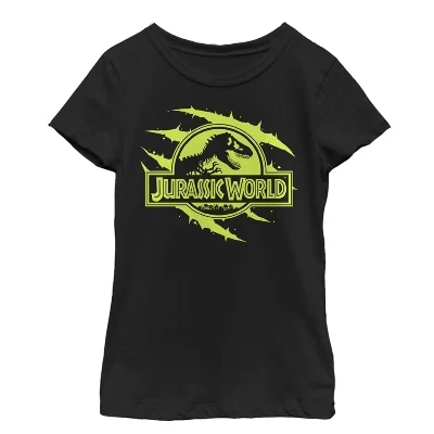 Футболка для девочек Jurassic World, следы когтей, черная