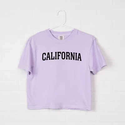 Женская укороченная футболка California с коротким рукавом свободного кроя и графическим принтом 