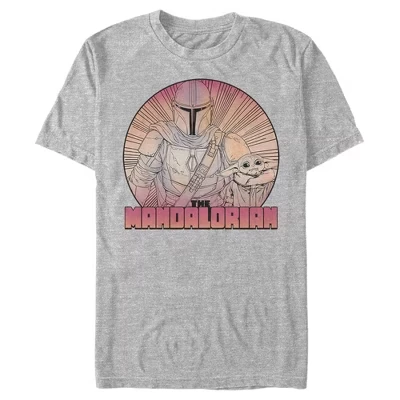 Мужская футболка Star Wars, Мандалорец и Малыш, меланжевая
