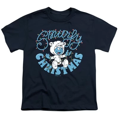 Рождественская футболка Smurfy для мальчиков с малышом Смурфом