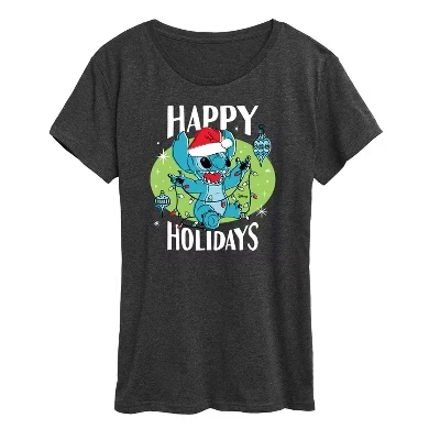 Женская футболка Happy Holidays Christmas с коротким рукавом и графическим рисунком heather charcoal