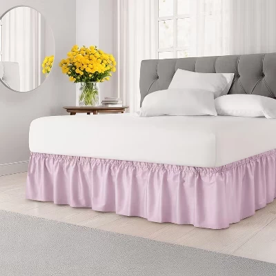 Elastic Wrap-Around Dust Ruffled Bed Skirt - Easy Fit with Pleated 15
