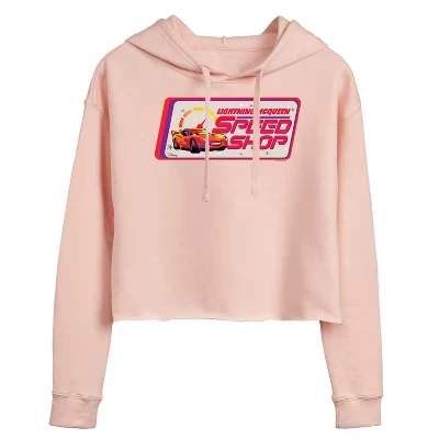 Женская укороченная толстовка с капюшоном на молнии McQueen Speed Shop с графическим принтом