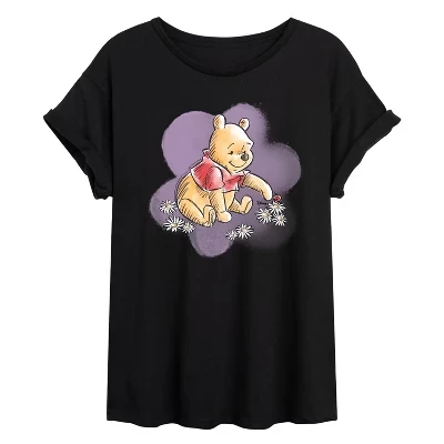 Женская футболка оверсайз с цветочным рисунком Winnie, черная