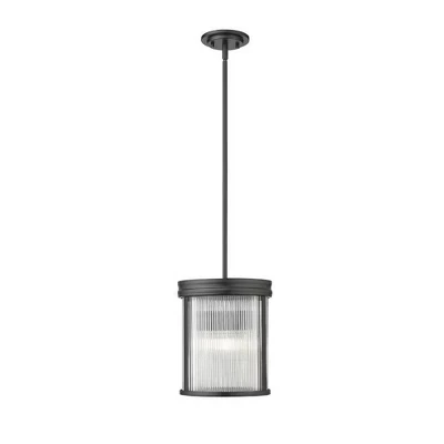 Подвеска Carnaby 3-Light - Матово-черная сталь с ребристым стеклом, регулируемая яркость, черный цвет с защитой от влаги