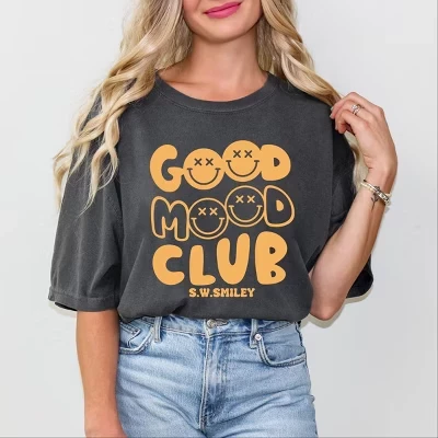 S.W.Smiley Good Mood Club Smiley Double X - Женская одежда, окрашенная футболка с рисунком pepper