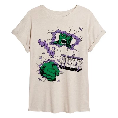 Women's -  - Hulk Punch Wall Oversized Graphic T-Shirt birch