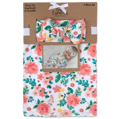 Детский пеленальный плед Baby Essentials Rose Floral, коралловый