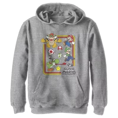 Худи для мальчиков Nintendo Супер Марио, серый меланж