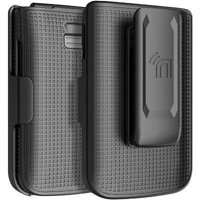 Комбинированный чехол для телефона TCL Flip 3 - Жесткий чехол и кобура с зажимом для ремня черного цвета