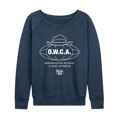Женская легкая французская махровая рубашка Owca с широким вырезом и длинным рукавом с графическим рисунком heather indigo