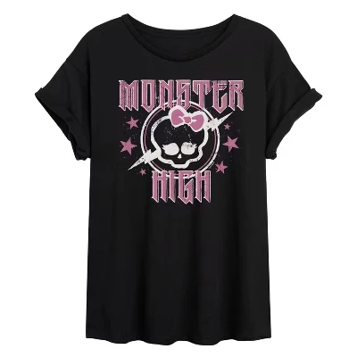 Женская футболка Monster High Pink Skull, черная